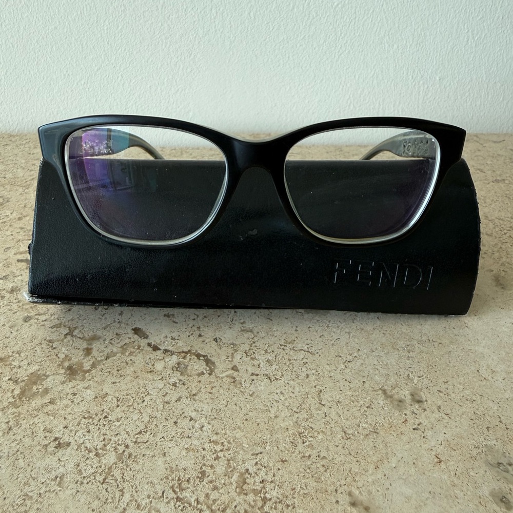 Fendi Black Eye Glasses with Flower Cut outs on sides
